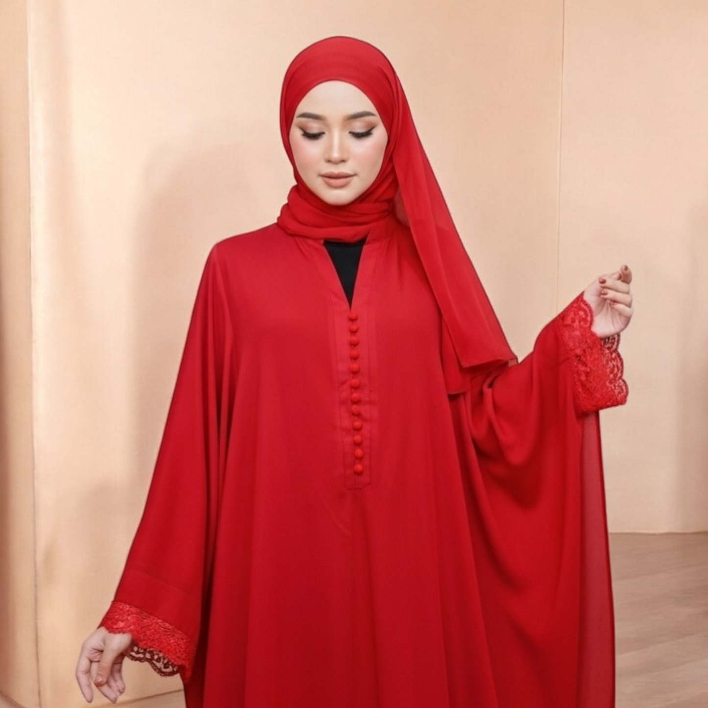 Layla Lace-trim Abaya Dress
